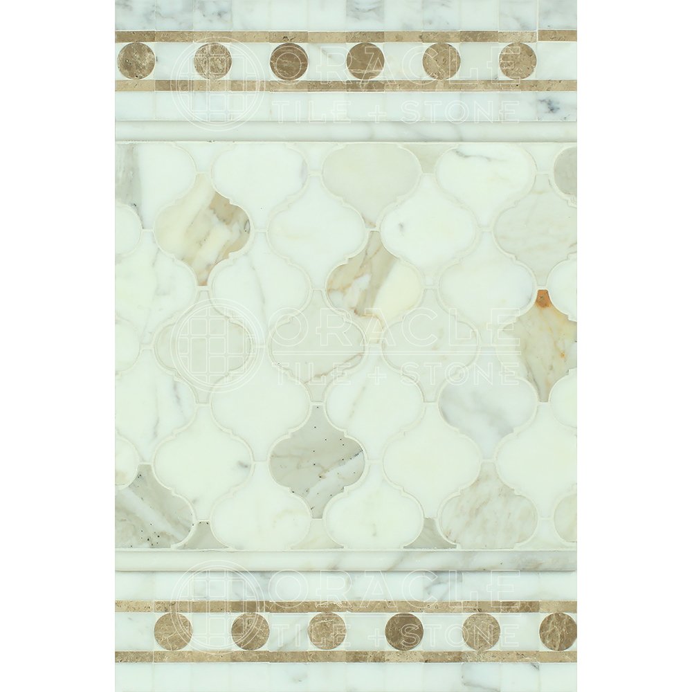 White Calacatta Gold Marble Mosaic Tile, Polished