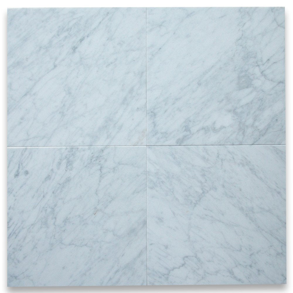 White Carrara Marble Tile 12x12, Honed