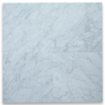 White Carrara Marble Tile 12x12, Honed
