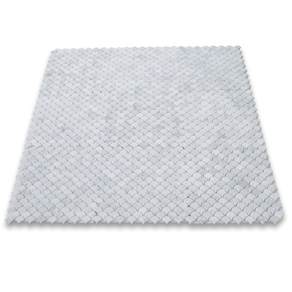 White Carrara Marble Mosaic Tile, Honed