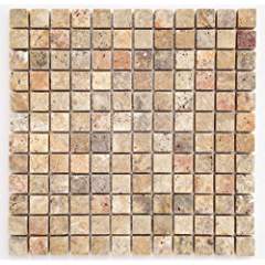 Scabos Travertine Mosaic Tile 1x1, Tumbled