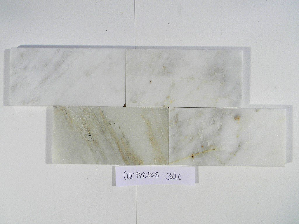 White Carrara Marble Tile 3x6, Polished