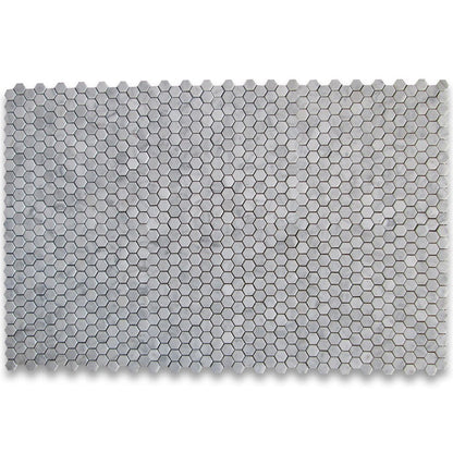 White Carrara Marble Hexagon Mosaic Tile, Honed