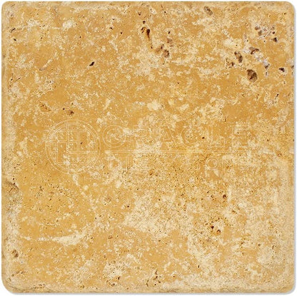 Gold (Yellow) Travertine 18 X 18 Field Tile, Tumbled - Tilefornia