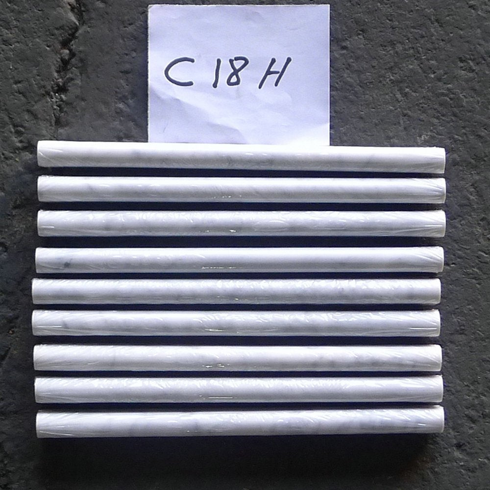 White Carrara Marble Pencil Tile Trim 3/4x12, Honed