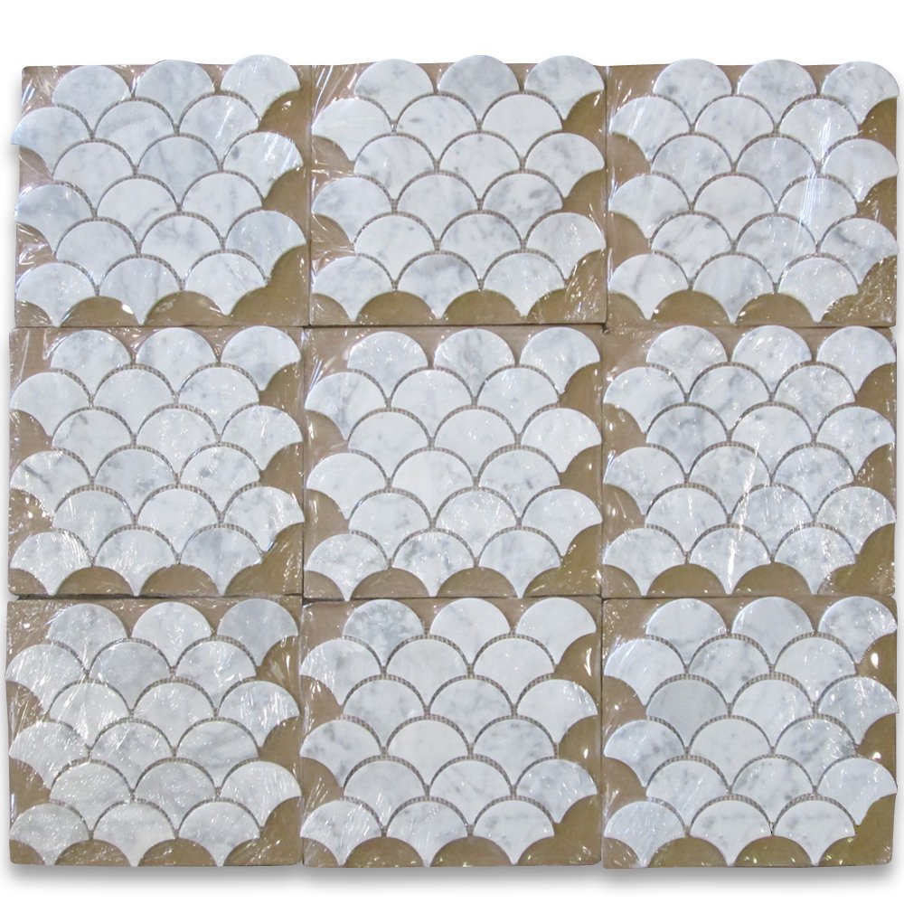 White Carrara Marble Mosaic Tile, Honed