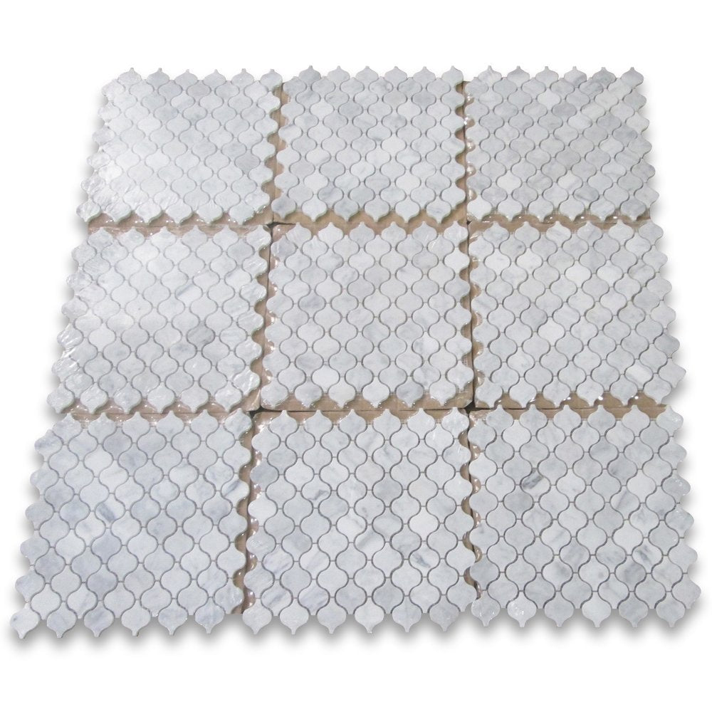White Carrara Marble Mosaic Tile, Polished