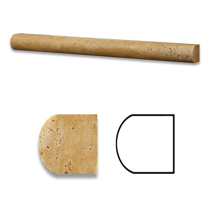 Gold Travertine Dome Tile Trim 1x12, Honed