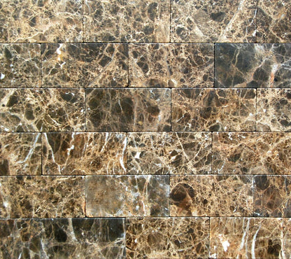 Dark Emperador Marble Subway Tile 3x6, Tumbled