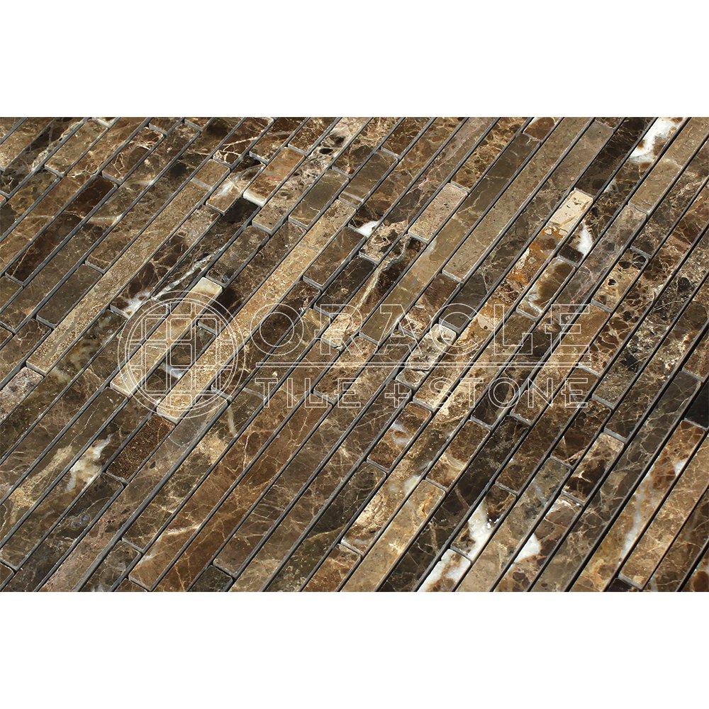 Dark Emperador Marble Mosaic Tile, Polished