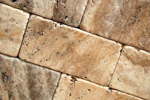 Philadelphia 3 X 6 Travertine Tumbled Brick Tile - Box of 5 sq. ft. - Tilefornia