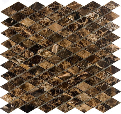 Dark Emperador Marble Diamond Mosaic Tile, Polished