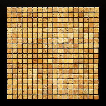 Gold Travertine Mosaic Tile 5/8x5/8, Tumbled