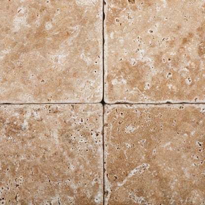 Walnut Travertine 6 X 6 Field Tile & 2X 2 Mosaic, Tumbled for Jeannine Vranau - Tilefornia