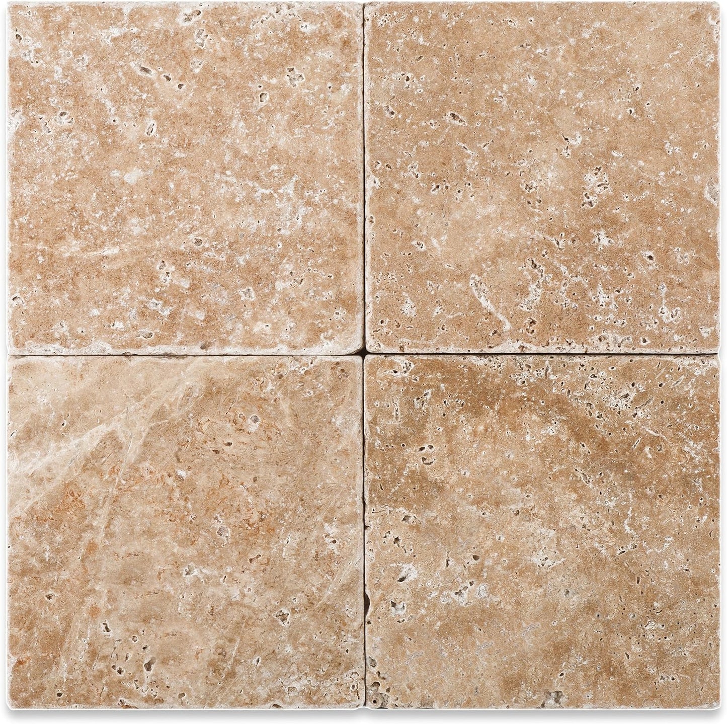 Walnut Travertine 6 X 6 Field Tile & 2X 2 Mosaic, Tumbled for Jeannine Vranau - Tilefornia
