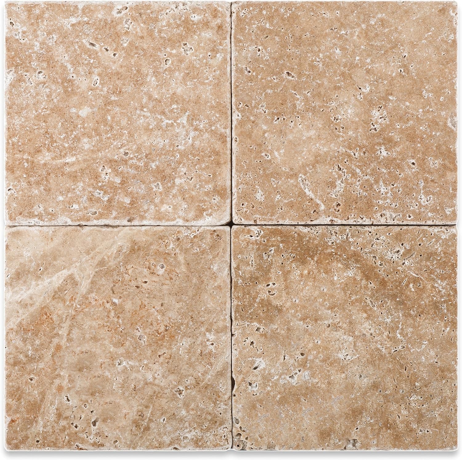 Walnut Travertine 6 X 6 Field Tile & 2X 2 Mosaic, Tumbled for Jeannine Vranau - Tilefornia
