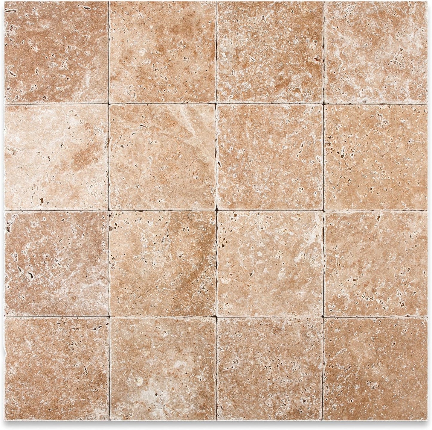 Walnut Travertine 6 X 6 Field Tile & 2X 2 Mosaic, Tumbled for Jeannine Vranau - Tilefornia