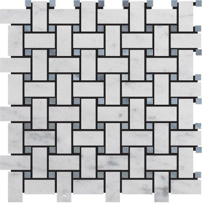 White Carrara Marble Mosaic Tile, Polished