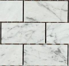 White Carrara Marble Mosaic Tile 2x4, Honed