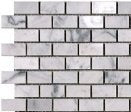 White Carrara Marble Mosaic Tile 1x2, Honed