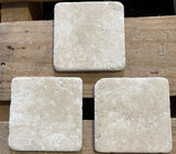 Durango Cream 4X4 Travertine Tumbled Tile - 4 pcs. Sample Set - Tilefornia