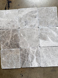 Silver/Gray Marble Tumbled 4"X4" Subway Tile - Tilefornia