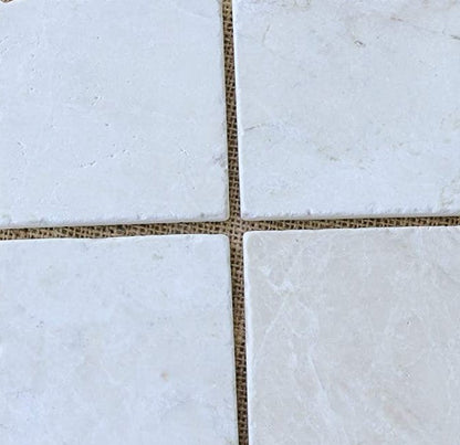 Botticino Marble (Turkish Crema Marfil) 12" X 12"Tumbled Marble Floor Tile - 5 sq.ft. (5 pcs.) - Tilefornia