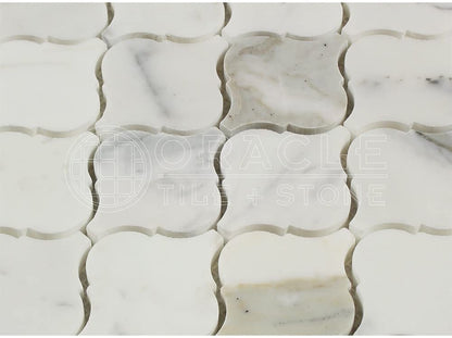 White Calacatta Gold Marble Mosaic Tile, Polished