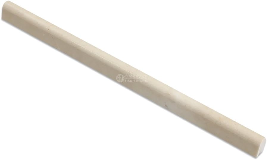 Crema Marfil marble pencil tile trim 1/2x12 polished