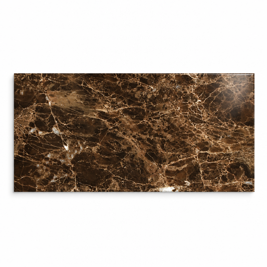 Dark Emperador Marble Subway Tile 12x24, Polished
