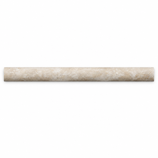Beige Durango Travertine Dome Tile Trim 1x12, Honed - white background