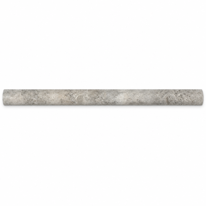 Silver Travertine Pencil Tile Trim 3/4x12, Honed - white background