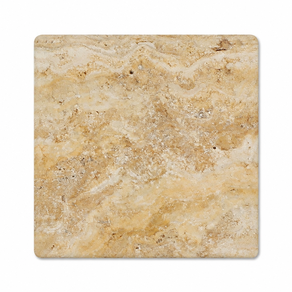 Cream Valencia Travertine Tile 4x4, Tumbled - white background