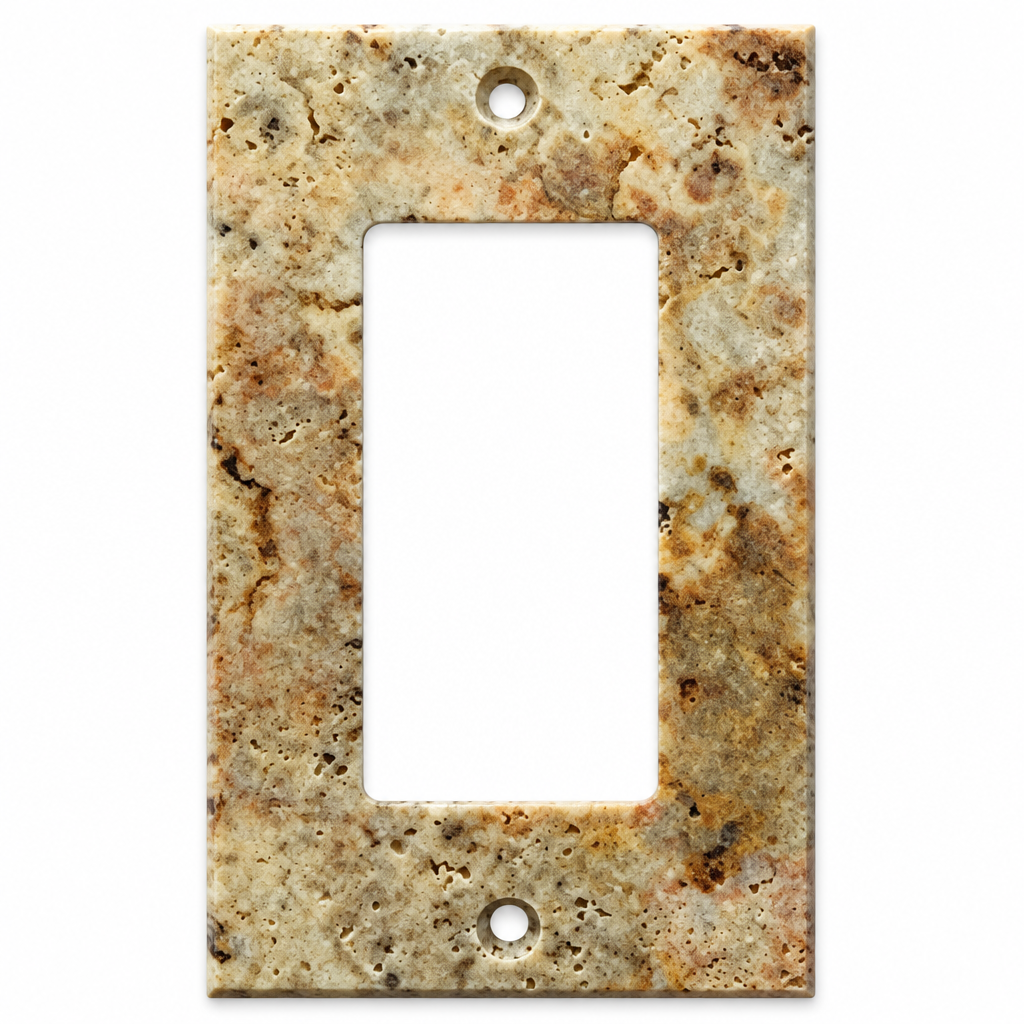 Scabos Travertine Rocker Switch Plate - white background