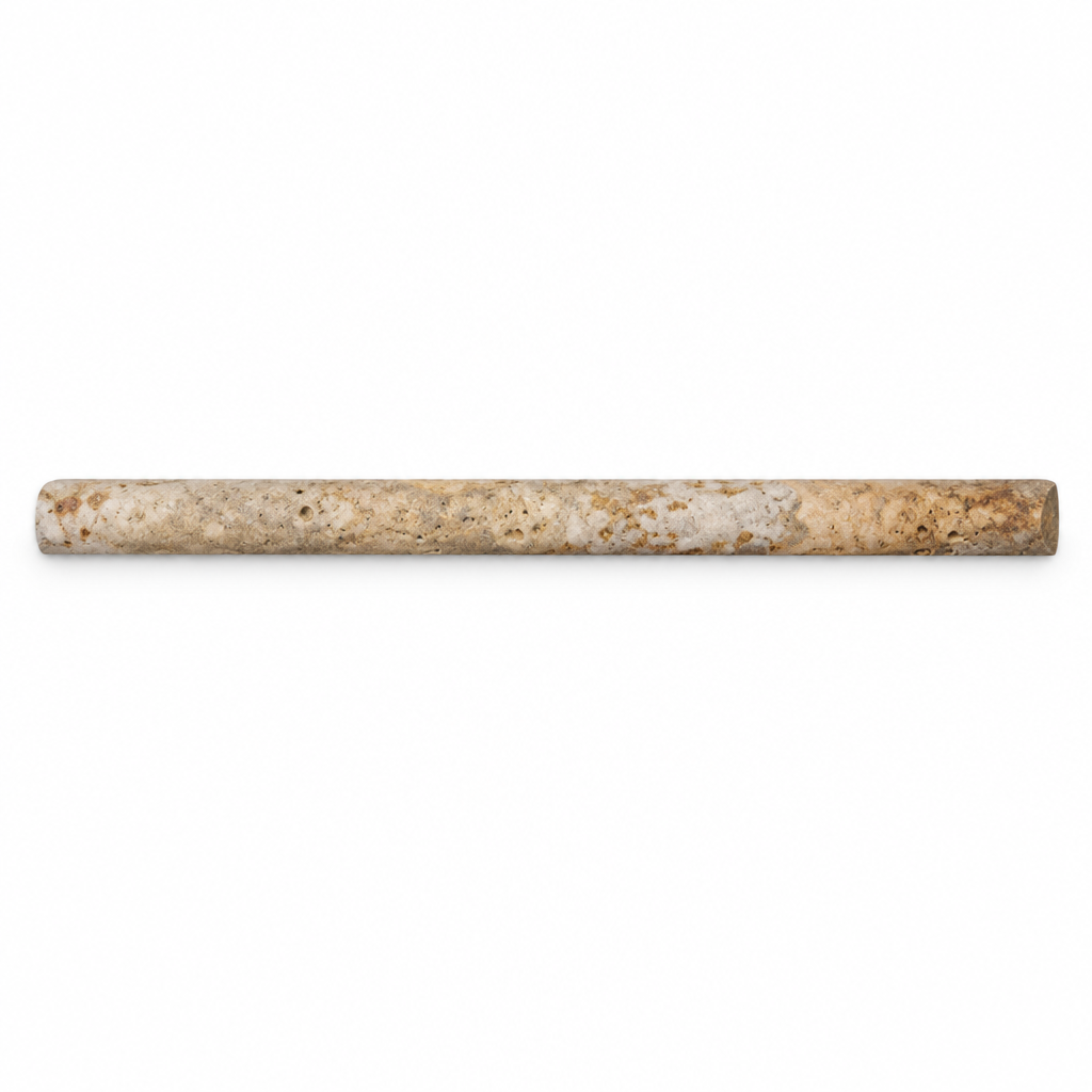 Scabos Travertine Pencil Tile Trim 1/2x12, Honed - white background
