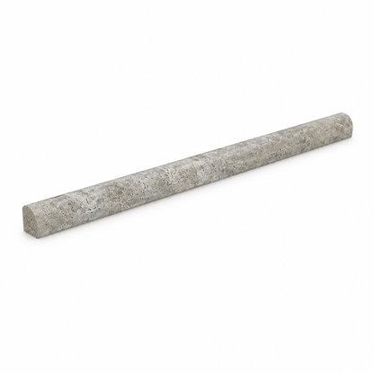 Silver Travertine Pencil Tile Trim 1/2x12, Honed - 45 degree view showing thickness