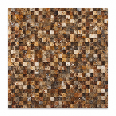 Scabos Travertine Mosaic Tile 1x1, Split Face