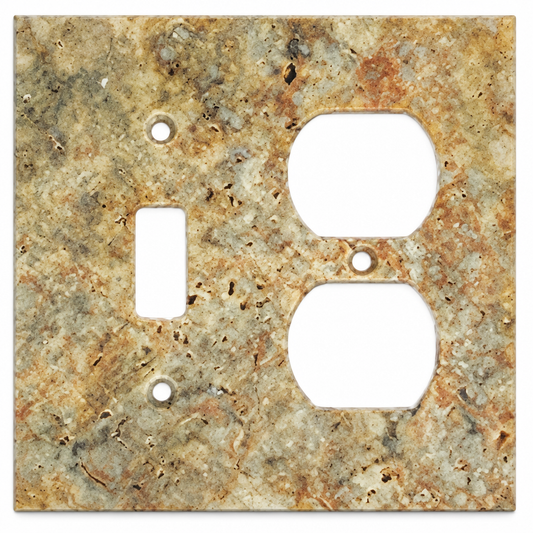 Scabos Travertine Combination Switch Plate - white background