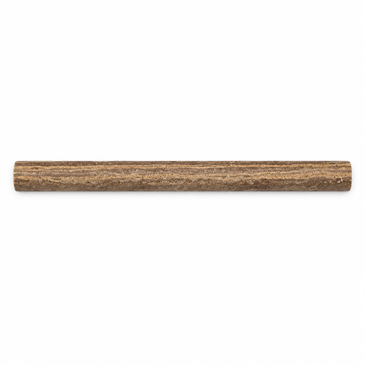 Brown Noce Travertine Pencil Tile Trim 3/4x12, Honed & Vein-Cut - white background