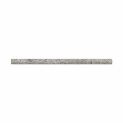 Silver Travertine Pencil Tile Trim 1/2x12, Honed - white background