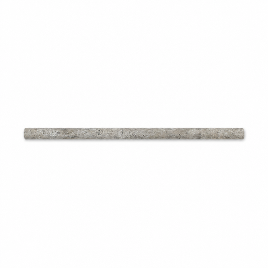 Silver Travertine Pencil Tile Trim 1/2x12, Honed - white background