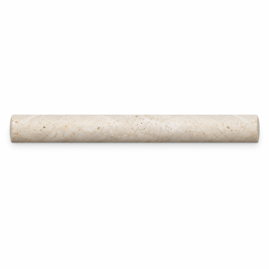 Ivory Travertine Dome Tile Trim 1x12, Honed - white background
