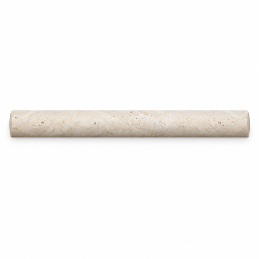 Ivory Travertine Dome Tile Trim 1x12, Honed - white background