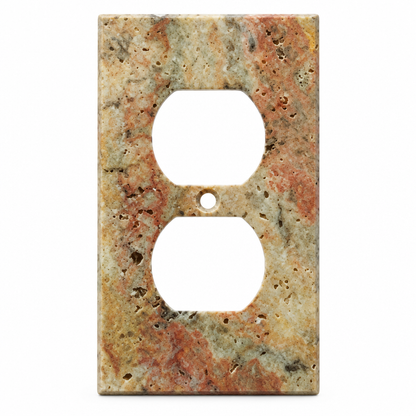 Scabos Travertine Duplex Wall Plate - white background
