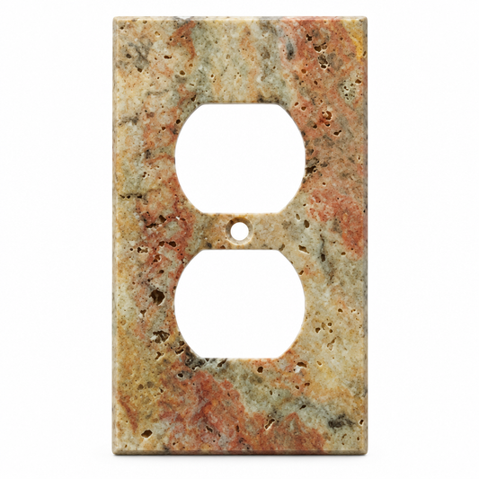 Scabos Travertine Duplex Wall Plate - white background