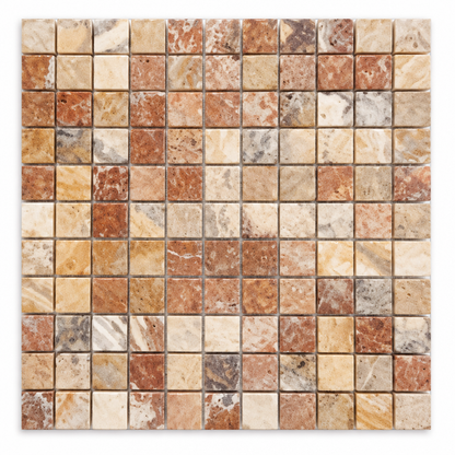 Scabos Travertine Mosaic Tile 1x1, Polished - white background