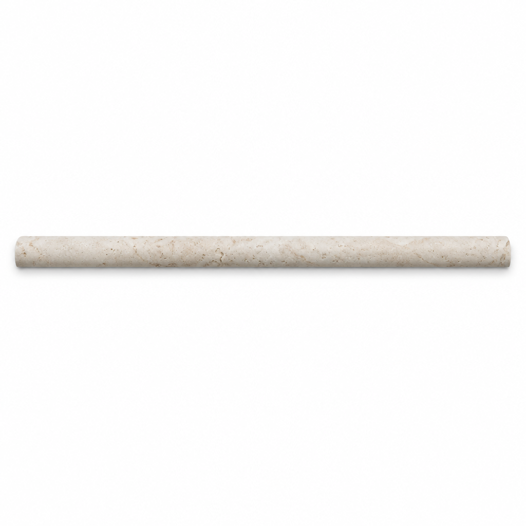 Ivory Travertine Pencil Tile Trim 1/2x12, Honed - white background