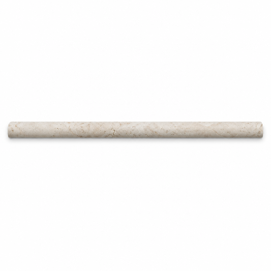 Ivory Travertine Pencil Tile Trim 1/2x12, Honed - white background