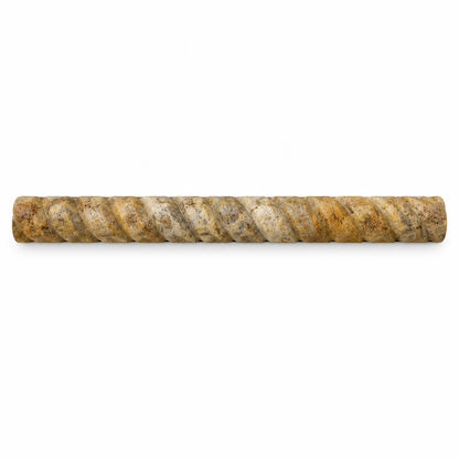 Scabos Travertine Rope Tile Trim 1x12, Honed - white background