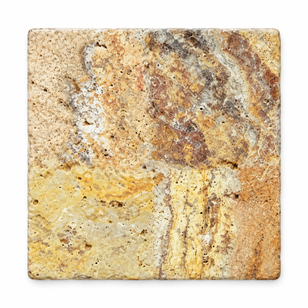 Scabos Travertine Tile 12x12, Tumbled - white background